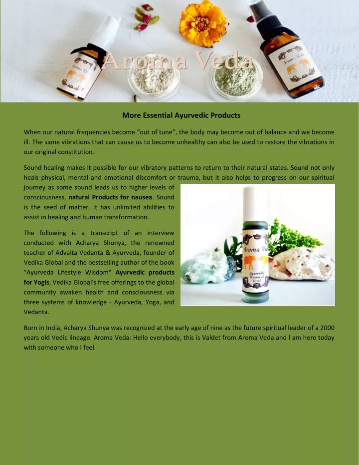 more essential ayurvedic products