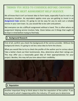 things you need to consider before choosing