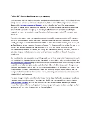 online life protection insuranceguru com sg