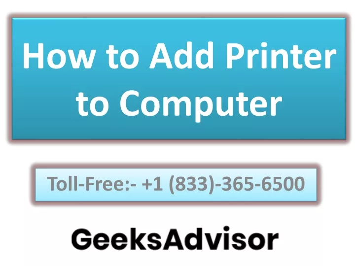 how to add printer to computer