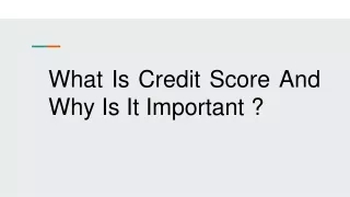 what is credit score and why is it important
