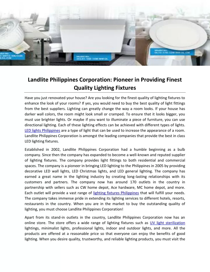 landlite philippines corporation pioneer
