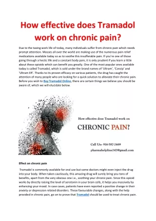 how effective does tramadol work on chronic pain