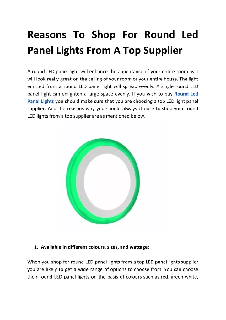 reasons to shop for round led panel lights from