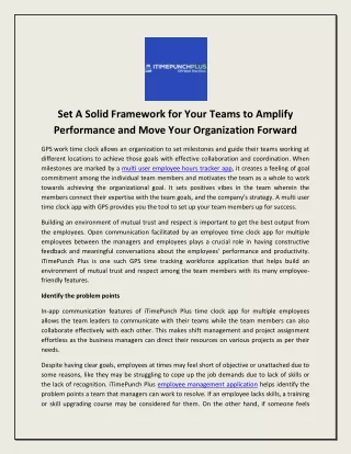 Set A Solid Framework for Your Teams to Amplify Performance and Move Your Organization Forward