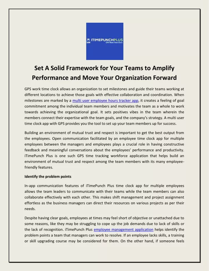 set a solid framework for your teams to amplify