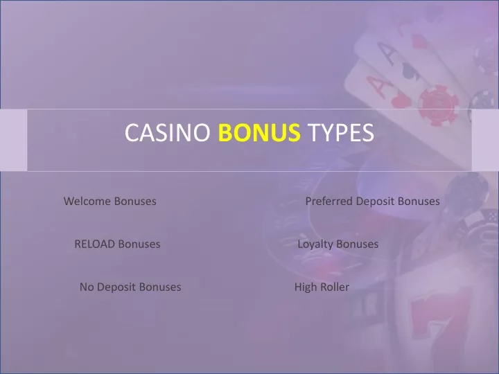 casino bonus types