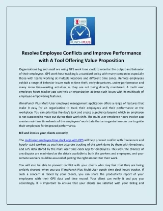 Resolve Employee Conflicts and Improve Performance with A Tool Offering Value Proposition