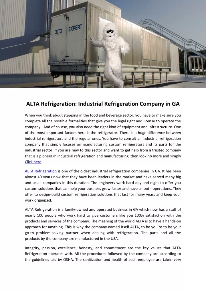alta refrigeration industrial refrigeration