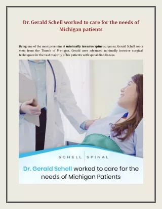 Dr. Gerald Schell worked to care for the needs of Michigan patients