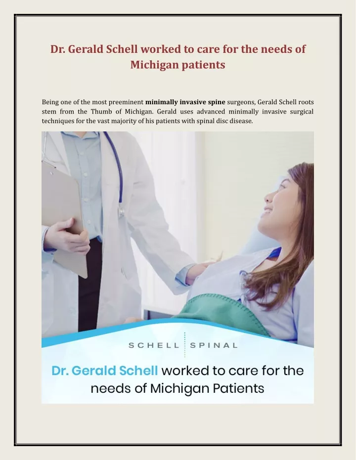 dr gerald schell worked to care for the needs