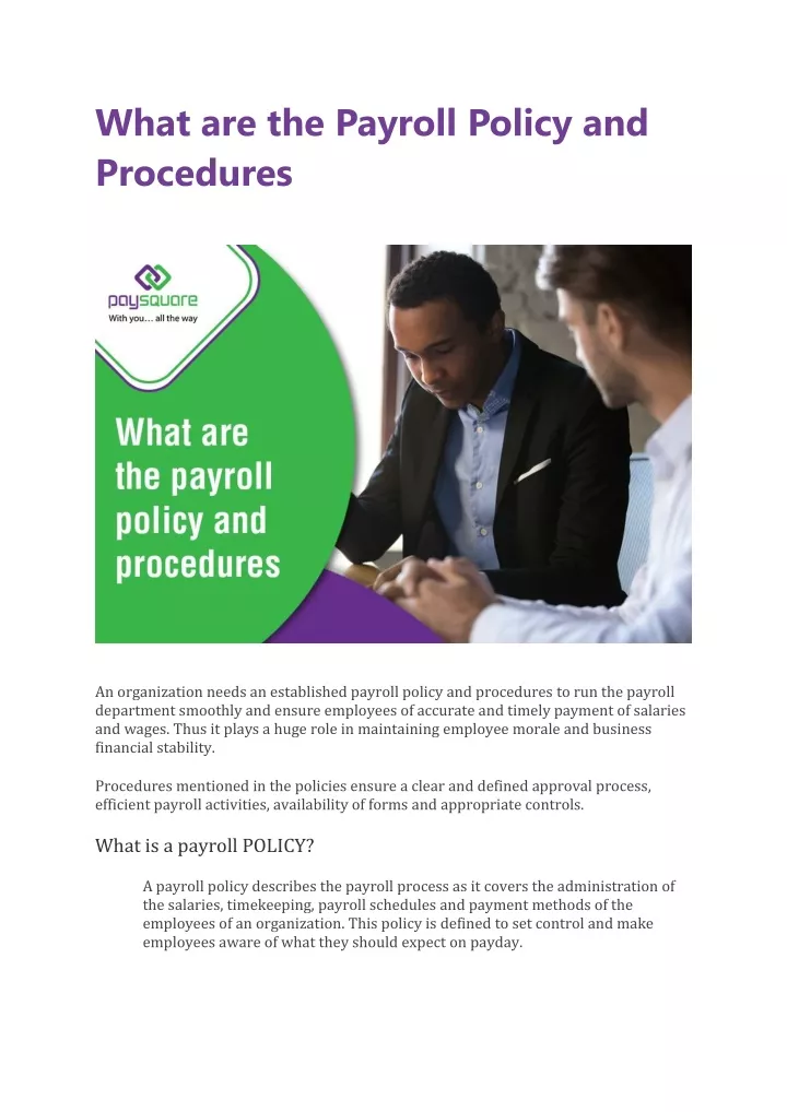 what are the payroll policy and procedures