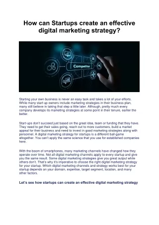 how can startups create an effective digital