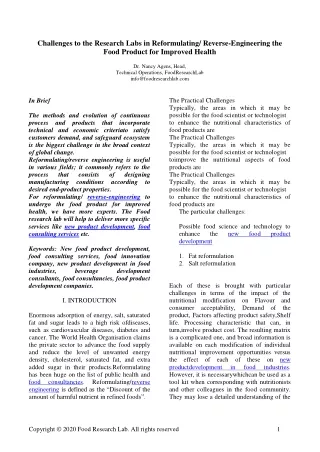 challenges to the research labs in reformulating