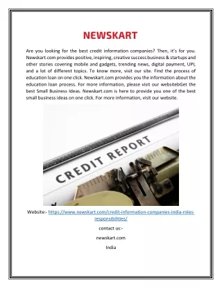 Online Credit Information Companies | Newskart.com