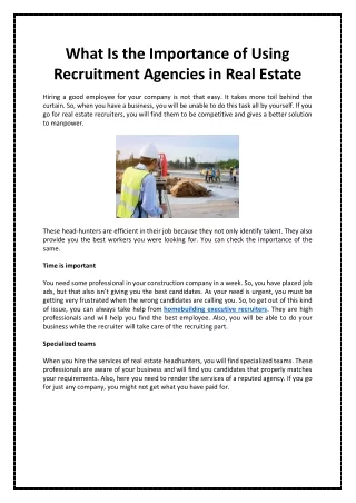 How to choose a homebuilding executive recruitment firm ?