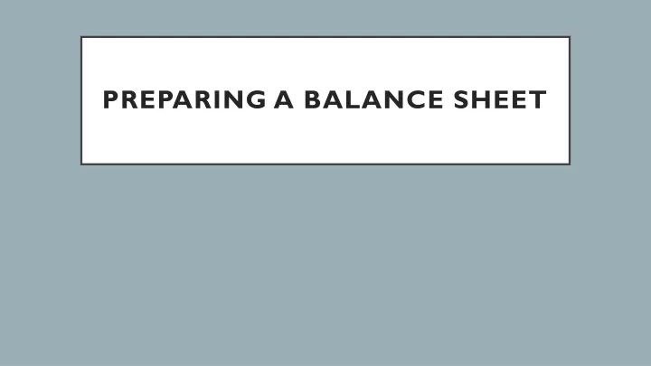 preparing a balance sheet