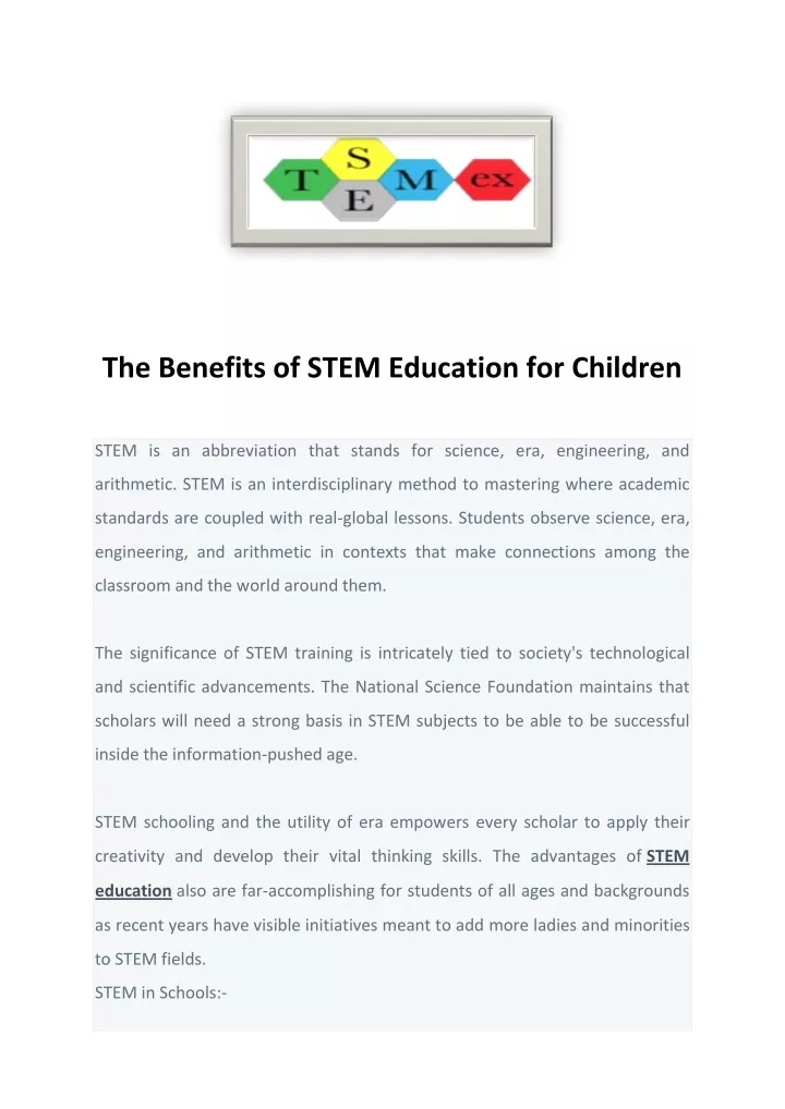 the benefits of stem education for children