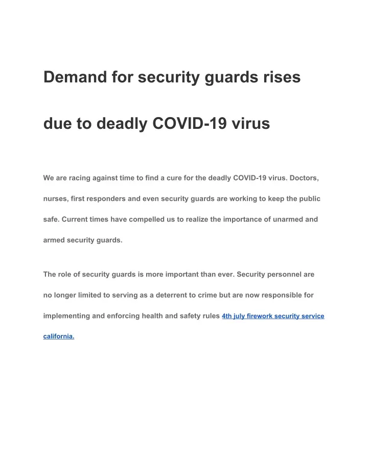 demand for security guards rises