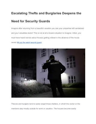 escalating thefts and burglaries deepens the