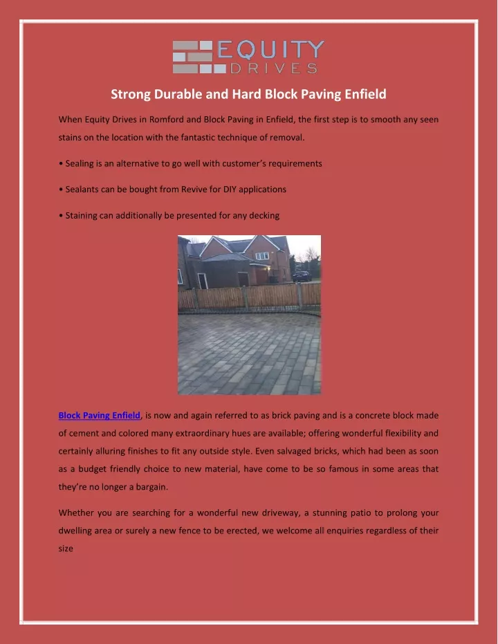strong durable and hard block paving enfield