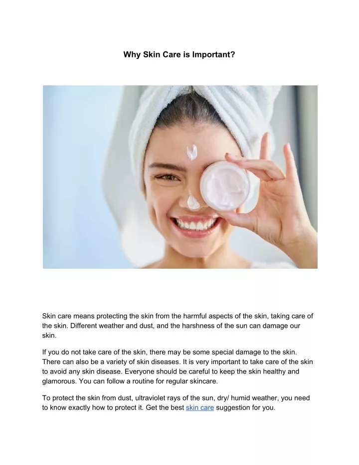 why skin care is important