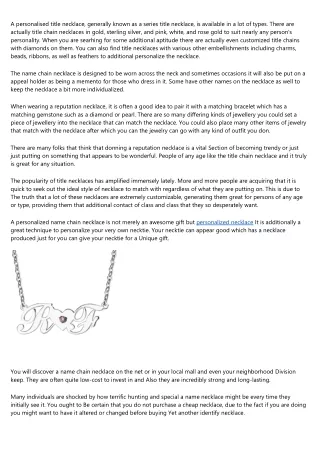 a personalised title necklace generally known
