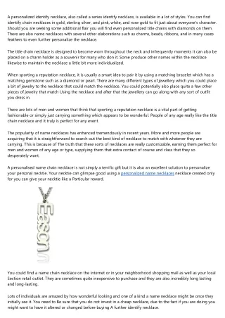 a personalized identify necklace also called