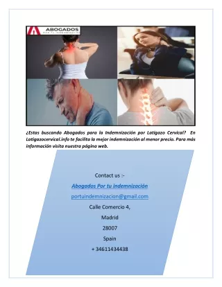 Latigazo Cervical Indemnización Abogados| Latigazocervical.info