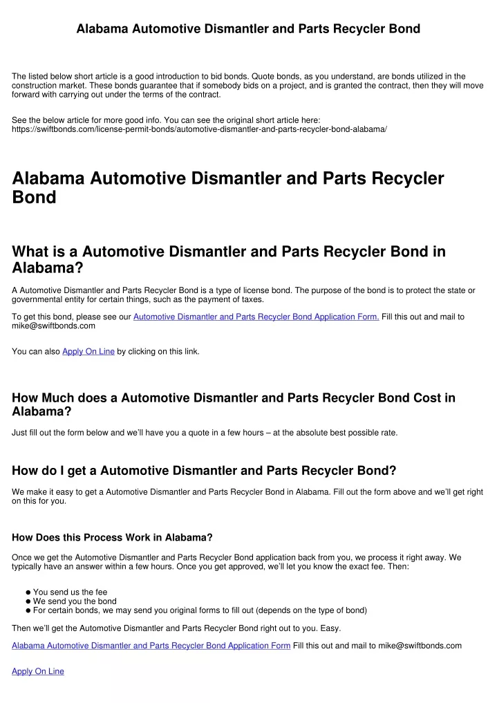 alabama automotive dismantler and parts recycler