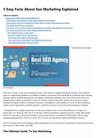 5 easy facts about seo marketing explained