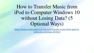 How to Transfer Music from iPod to Computer Windows 10