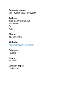Call Psychic Now Fort Worth