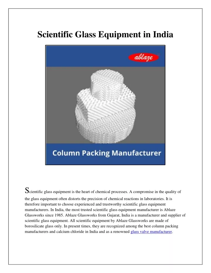 scientific glass equipment in india