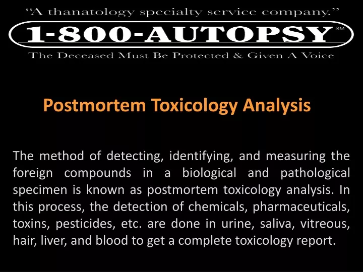 postmortem toxicology analysis