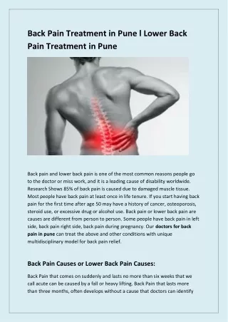 back pain treatment in pune l lower back pain