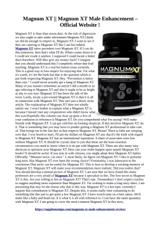 Magnum XT :1 supplement in US