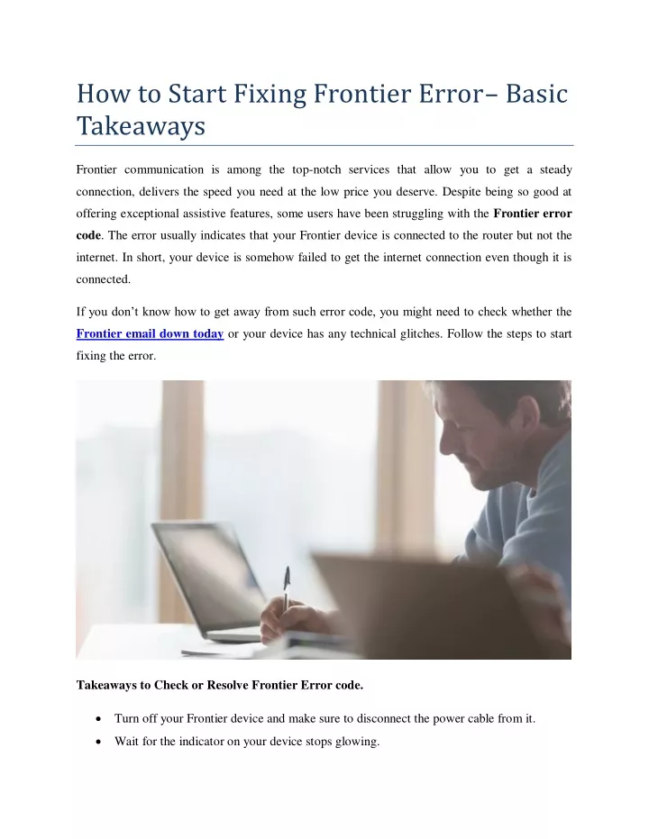 how to start fixing frontier error basic takeaways