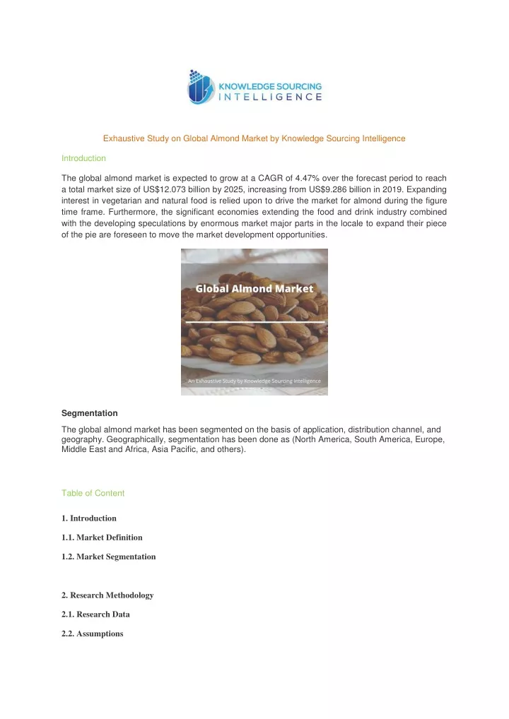 exhaustive study on global almond market