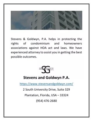 Real Estate Lawyer Miami, FL | Stevens and Goldwyn P.A.