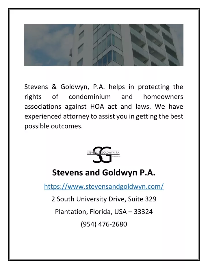 stevens goldwyn p a helps in protecting