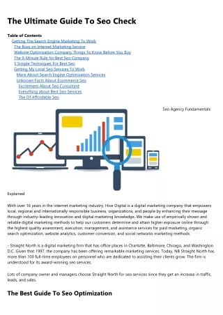 the ultimate guide to seo check