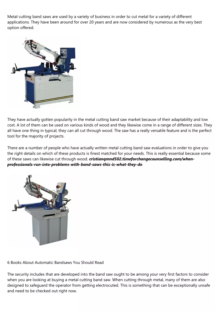 metal cutting band saws are used by a variety