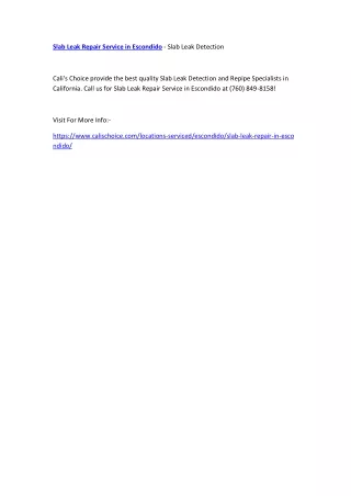 slab leak repair service in escondido slab leak