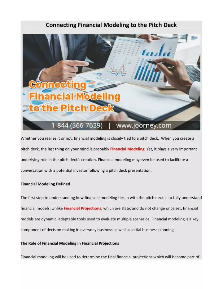 connecting financial modeling to the pitch deck