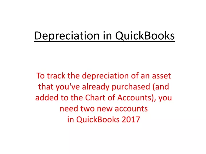 depreciation in quickbooks
