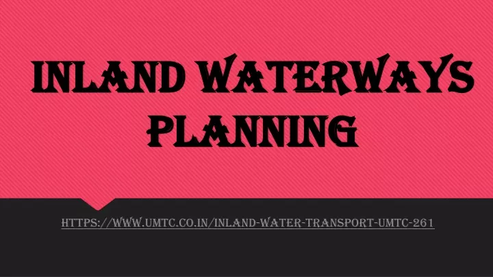 inland waterways planning