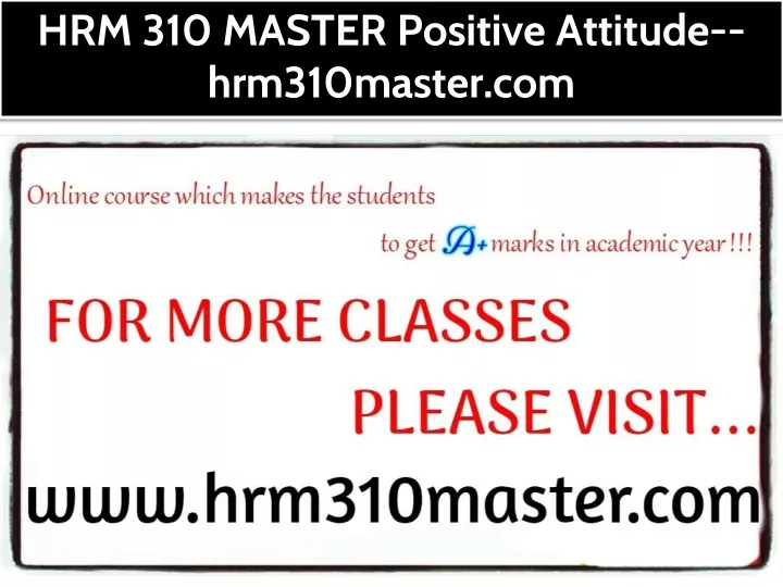 hrm 310 master positive attitude hrm310master com