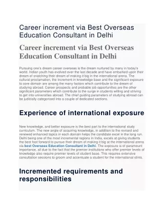 career increment via best overseas education
