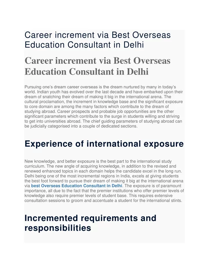 career increment via best overseas education